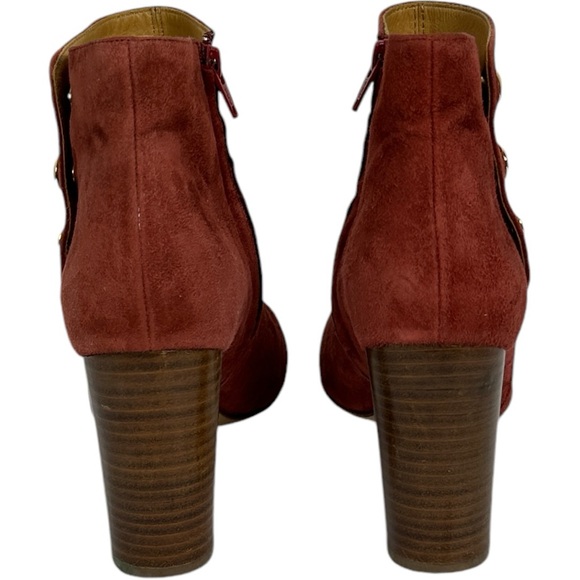 Sezane High Camille Red Suede Boots Size 38 French US 7 Booties Block Heel Boots - Picture 6 of 14
